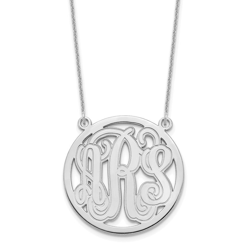 14K white gold monogram necklace