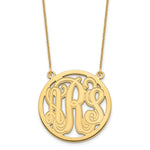 14K Yellow Gold Etched Round Monogram Necklace view