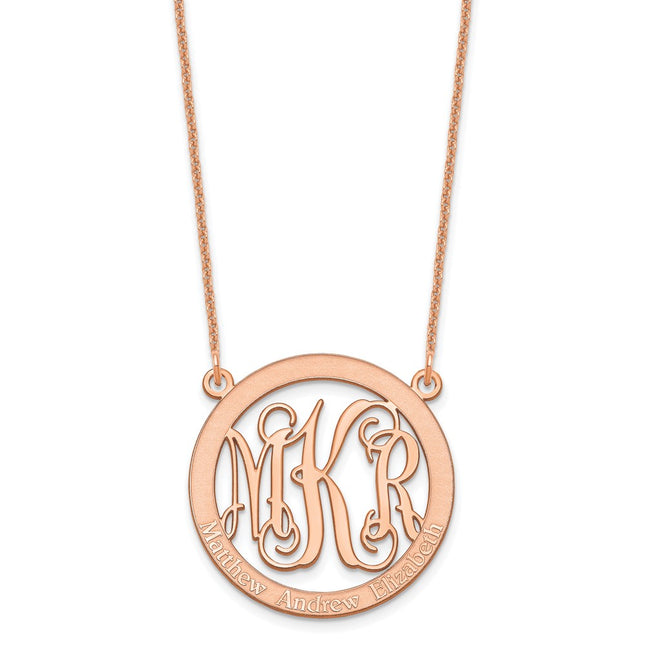 14K rose gold monogram necklace, alternate view