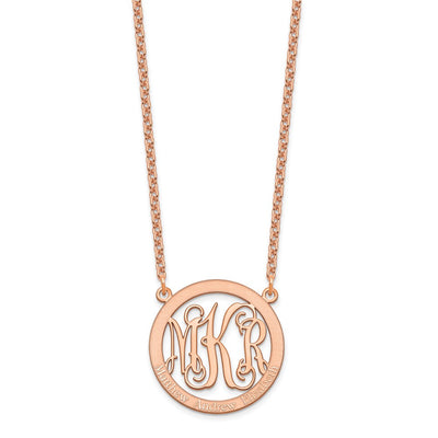 Sterling Silver/Rose-plated Small Family Monogram Necklace