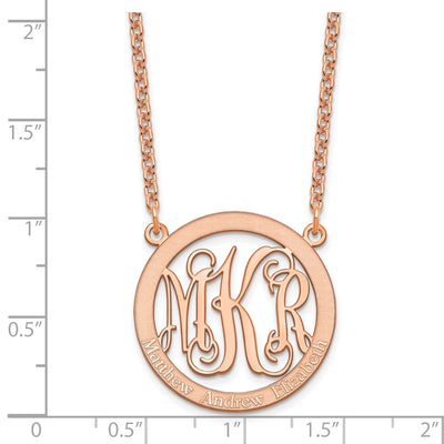 Sterling Silver/Rose-plated Small Family Monogram Necklace
