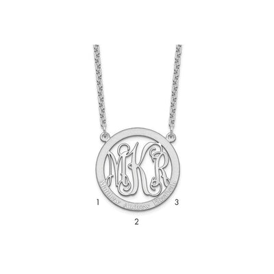 Sterling Silver/Rhodium-plated Small Family Monogram Necklace