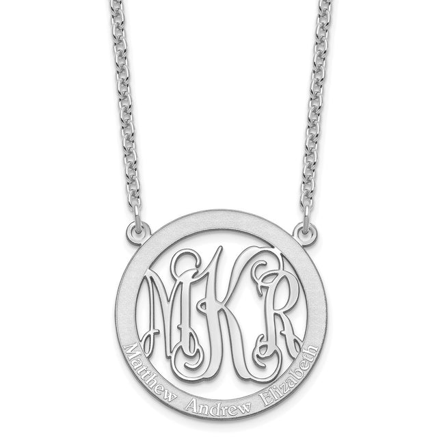 Sterling silver monogram necklace, alternate view