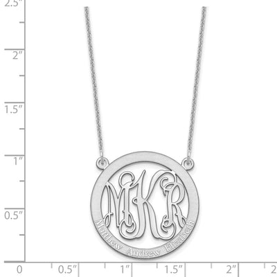 14K White Gold Small Family Monogram Necklace