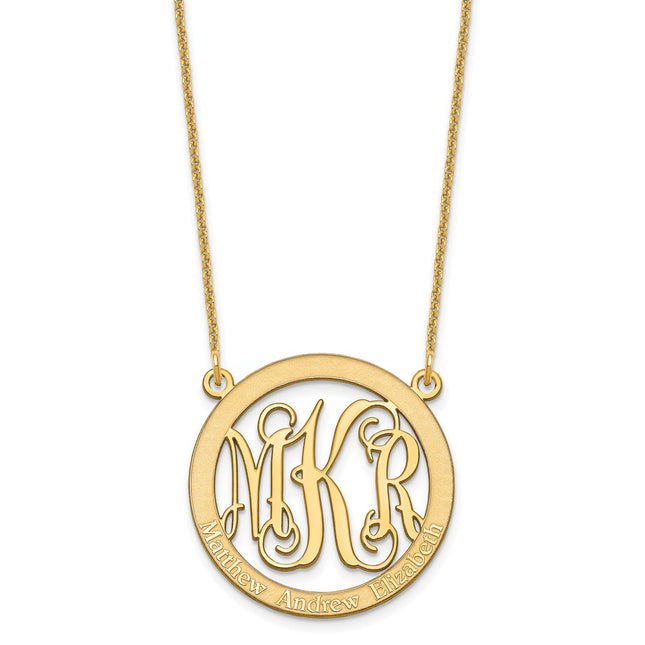 14K yellow gold monogram necklace, alternate view