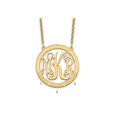 Sterling Silver/Gold-plated Large Family Monogram Necklace