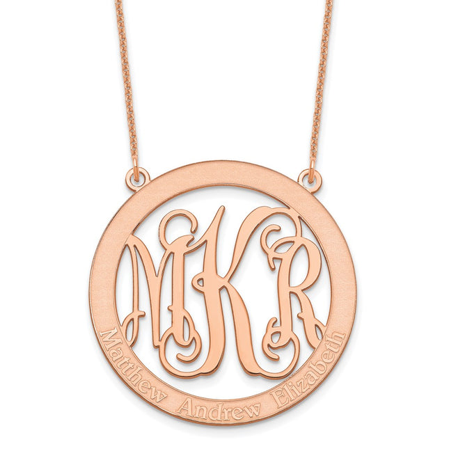 14K rose gold monogram necklace, alternate view
