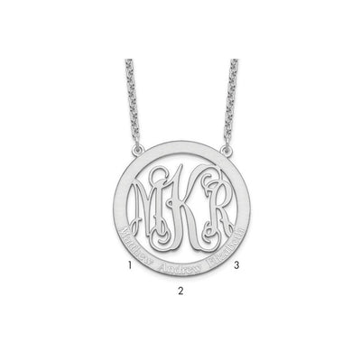 Sterling Silver/Rhodium-plated Large Family Monogram Necklace