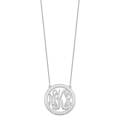 14K White Gold Large Family Monogram Necklace