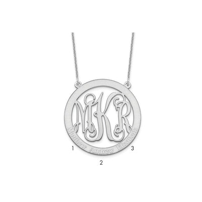 10K White Gold Large Family Monogram Necklace