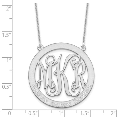 14K White Gold Large Family Monogram Necklace