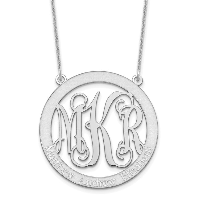 14K white gold monogram necklace, alternate view