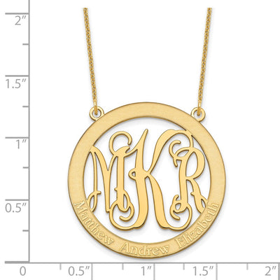 14K Yellow Gold Large Family Monogram Necklace