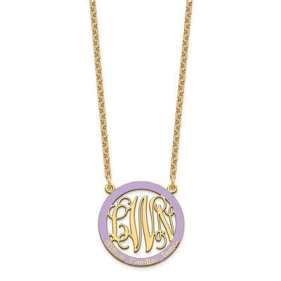 SS/Gold-plated Small Family Monogram w/Epoxy Necklace