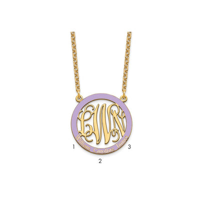SS/Gold-plated Small Family Monogram w/Epoxy Necklace