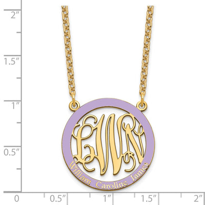 SS/Gold-plated Small Family Monogram w/Epoxy Necklace