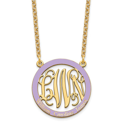 SS/Gold-plated Small Family Monogram w/Epoxy Necklace