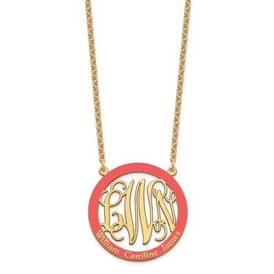 SS/Gold-plated Large Family Monogram w/Epoxy Necklace