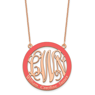 14K Rose Gold Large Family Monogram w/Epoxy Necklace