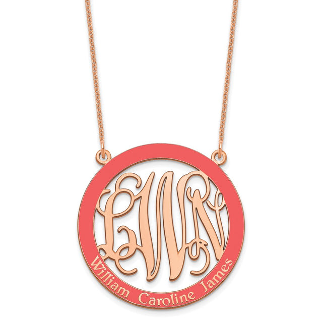 14K rose gold monogram necklace, alternate view