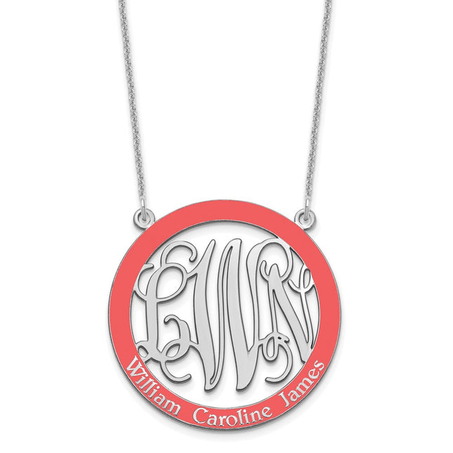 14K white gold monogram necklace, alternate view