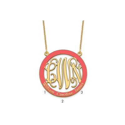 14K Yellow Gold Large Family Monogram w/Epoxy Necklace