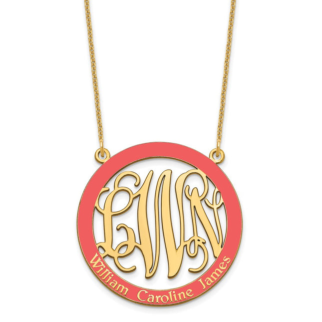 14K yellow gold monogram necklace, alternate view