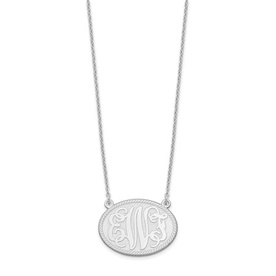Sterling Silver/Rhodium-plated Brushed Monogram Necklace