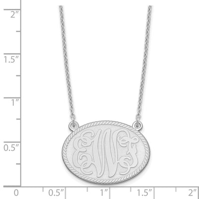 Sterling Silver/Rhodium-plated Brushed Monogram Necklace