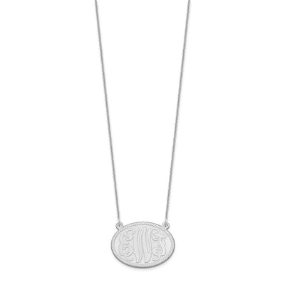 14K White Gold Brushed Monogram Necklace