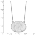 14K White Gold Brushed Monogram Necklace view