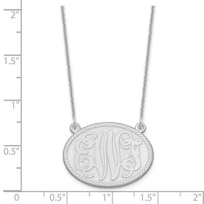 14K White Gold Brushed Monogram Necklace