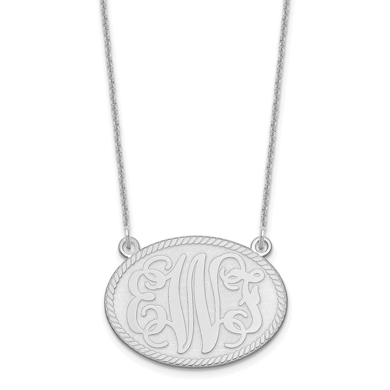 14K white gold monogram necklace