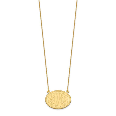 14K Yellow Gold Brushed Monogram Necklace