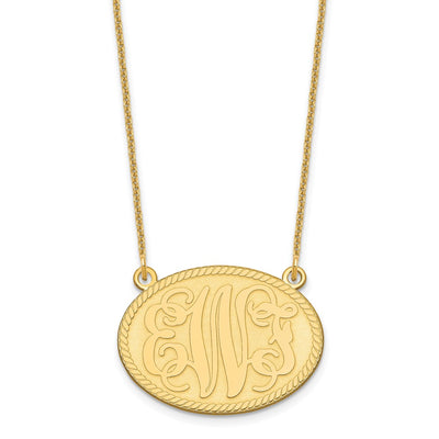14K Yellow Gold Brushed Monogram Necklace