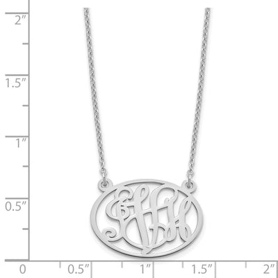 Sterling Silver/Rhodium-plated Oval Monogram Necklace