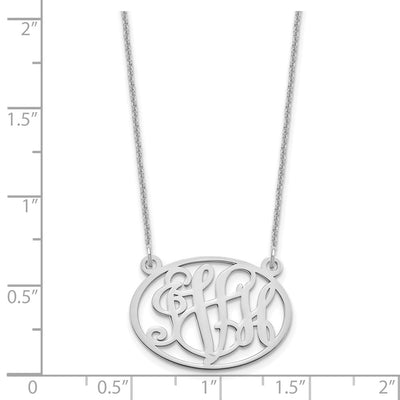 14K White Gold Oval Monogram Necklace