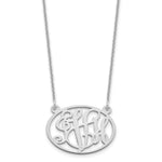 14K White Gold Oval Monogram Necklace view