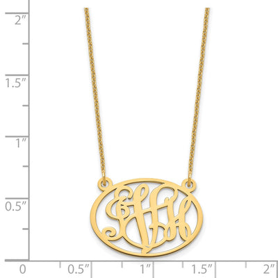 14K Yellow Gold Oval Monogram Necklace