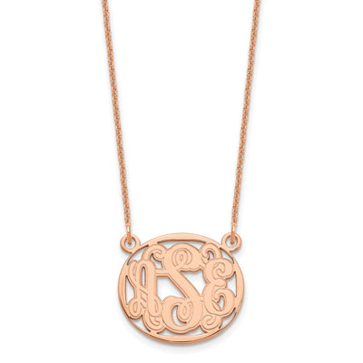 14K Rose Gold Etched Oval Monogram Necklace
