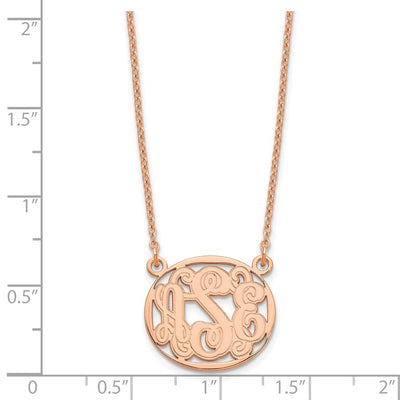 Sterling Silver/Rose-plated Etched Oval Monogram Necklace
