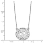 Sterling Silver/Rhodium-plated Etched Oval Monogram Necklace view 3