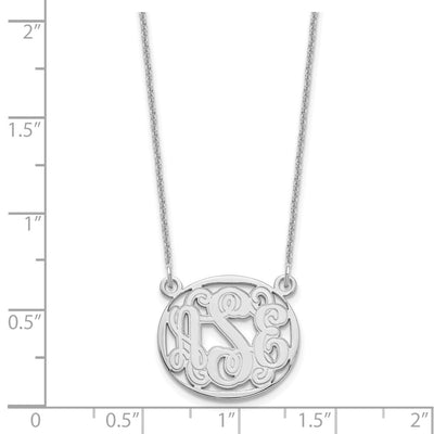 10K White Gold Etched Monogram Necklace with Customizable Pendant Shape