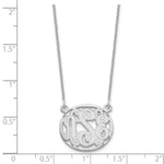 14K White Gold Etched Oval Monogram Necklace view