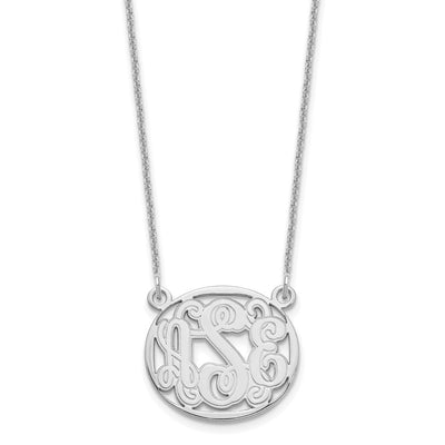 10K White Gold Etched Monogram Necklace with Customizable Pendant Shape