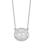 14K White Gold Etched Oval Monogram Necklace view