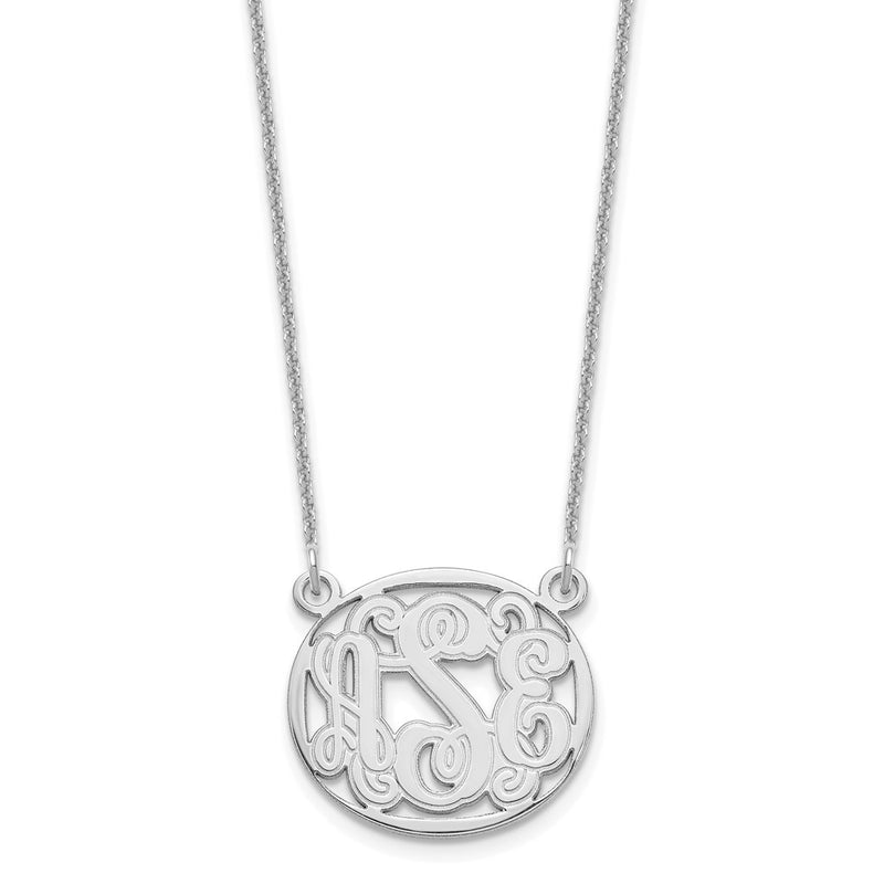 14K white gold monogram necklace