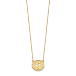 14K Yellow Gold Etched Oval Monogram Necklace view