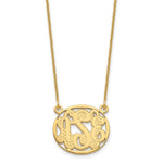 14K Yellow Gold Etched Oval Monogram Necklace view