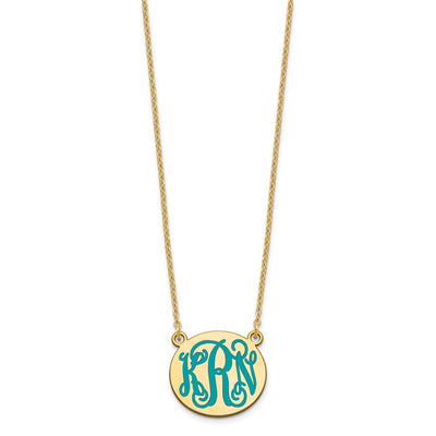 Sterling Silver/Gold-plated Small Round Epoxy Monogram Necklace